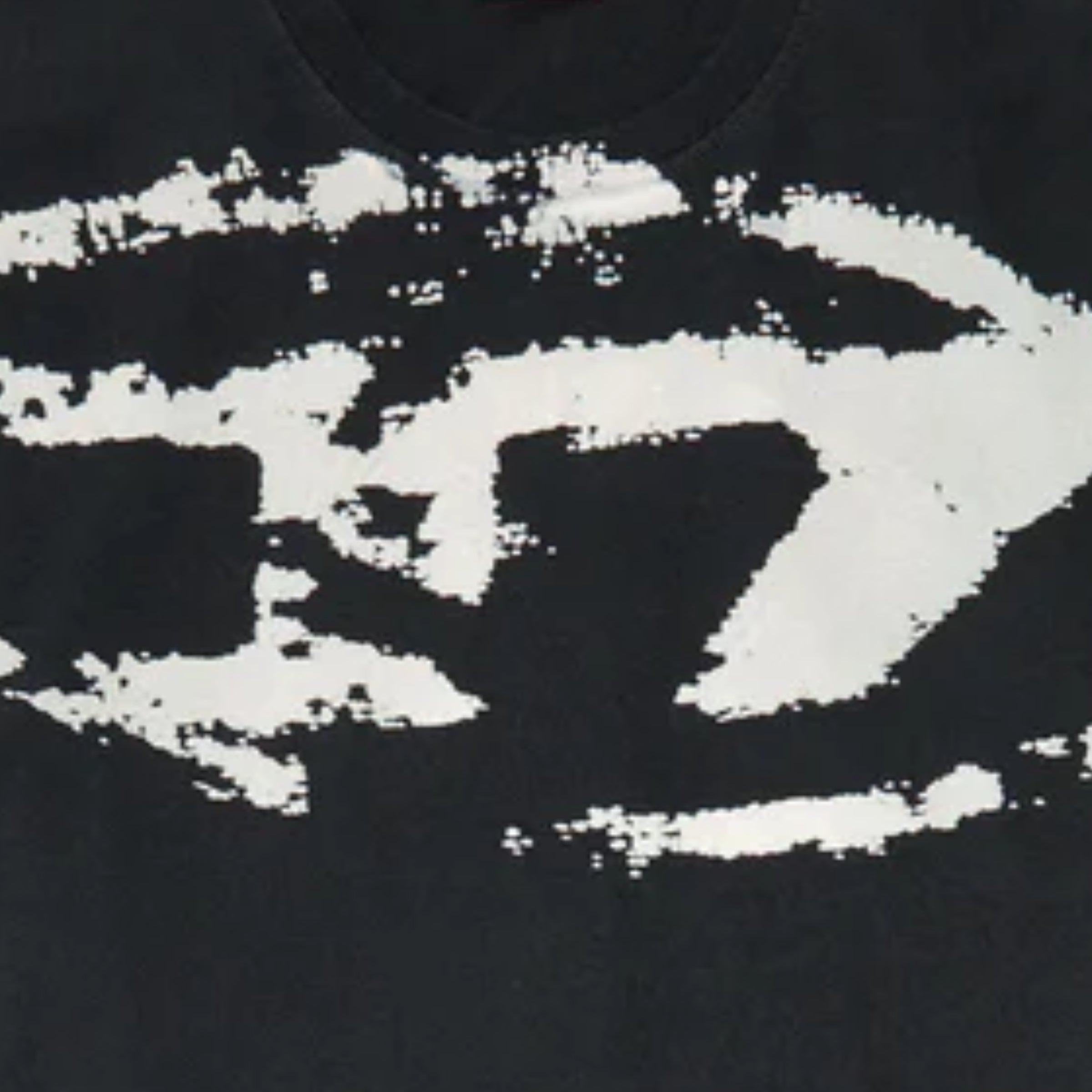Diesel T-Shirt Box Distressed Flocked Logo Black-White